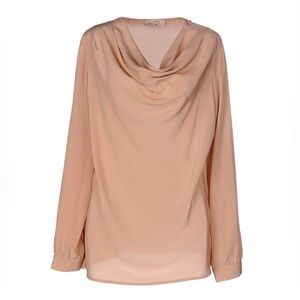 100% Silk Italian Beige Blouse Made in Italy Size 44,IT US 8